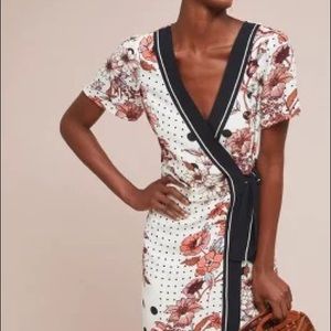 Mauve by Anthropologie wrap floral dress.